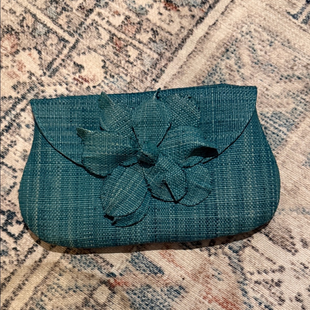 Chic Teal Floral Clutch